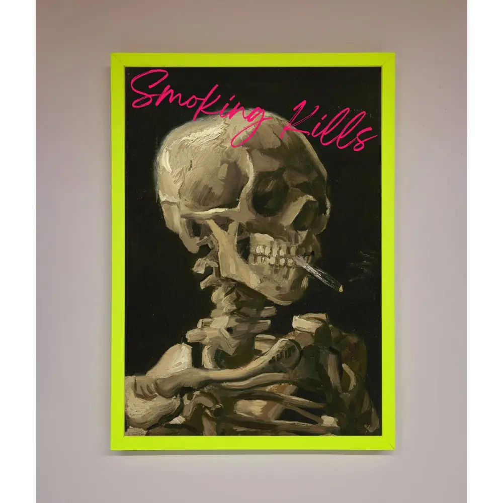 Smoking Kills Framed Wall Art - B0 (100 x 141 cm) / Neon Green - Framed Print