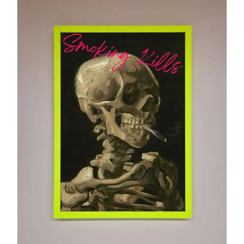Smoking Kills Framed Wall Art - B0 (100 x 141 cm) / Neon Green - Framed Print
