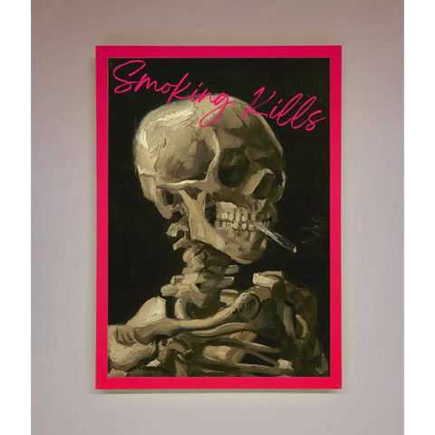 Smoking Kills Framed Wall Art - B0 (100 x 141 cm) / Neon Pink - Framed Print
