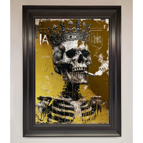 Smoking King Skull Foil Print - A1 (59.4 x 84.1 cm) / Matt Black - Framed Print
