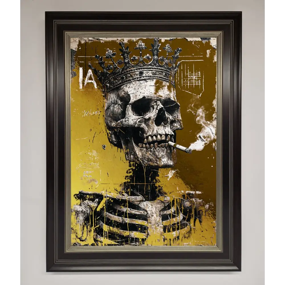 Smoking King Skull Foil Print - B0 (100 x 141 cm) / Black Silver - Framed Print