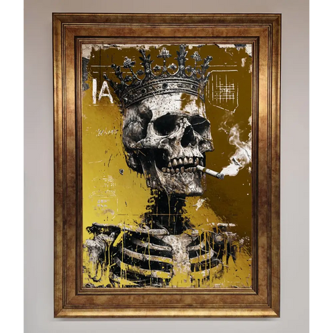 Smoking King Skull Foil Print - B0 (100 x 141 cm) / Bronze - Framed Print