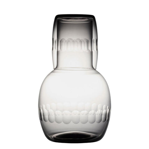 A smoky crystal carafe set with lens design