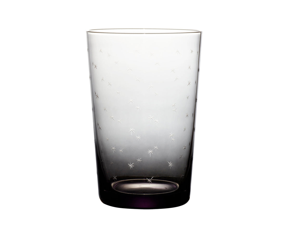 four smoky crystal tumblers with stars design