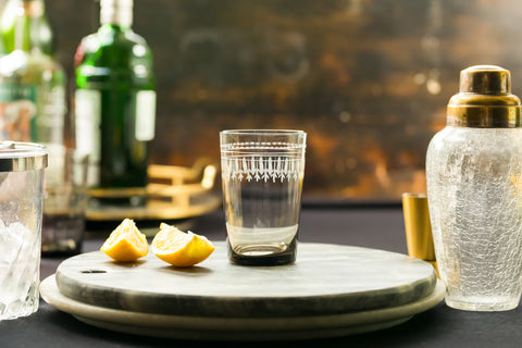 four smoky crystal tumblers with ovals design