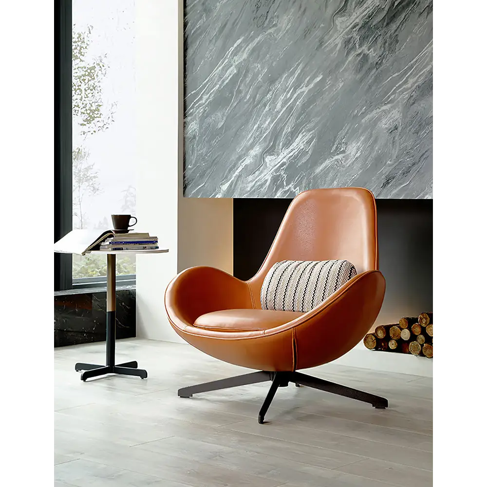 Snail Brown Chair Leather - Swivel Chair
