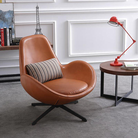 Classical Snail Armchair, Brown Leather