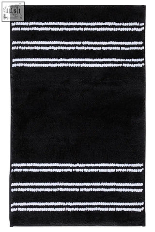 Soak large charcoal grey bath mat with black base and white horizontal stripes perfect for bathroom floors