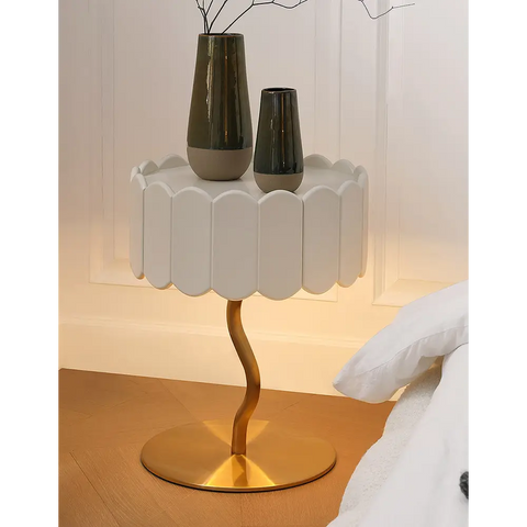 Sofia Art Deco Side Table White & Gold