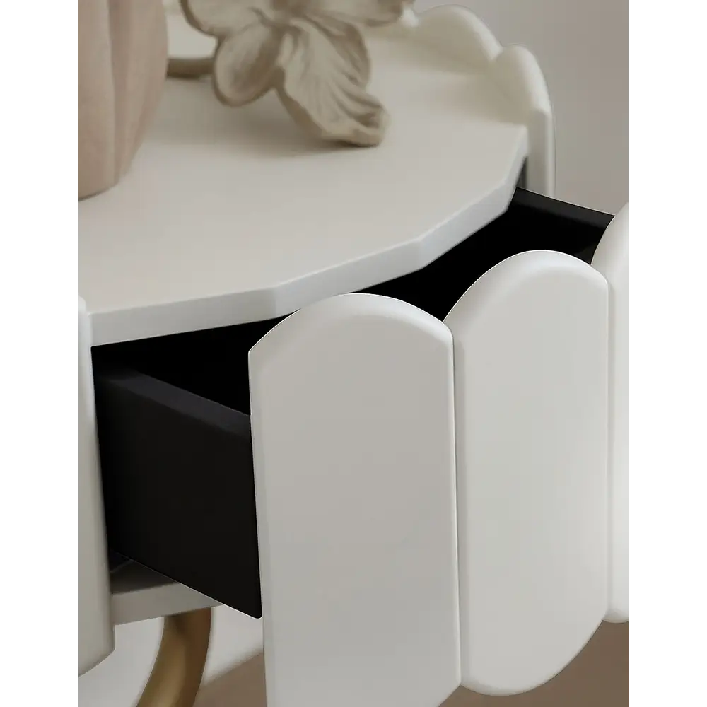 Sofia Art Deco Side Table White & Gold