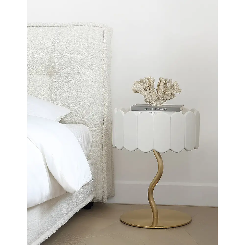 Sofia Art Deco Side Table White & Gold