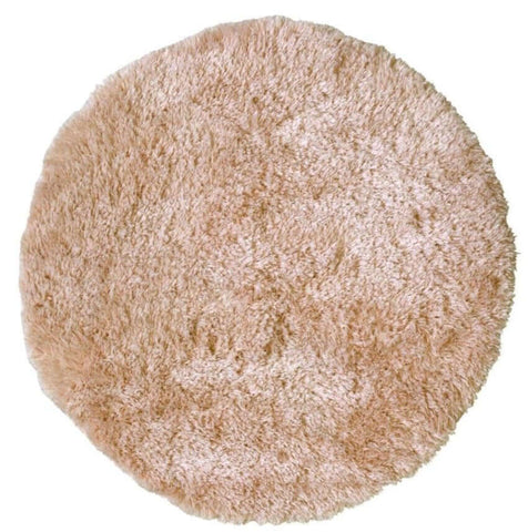 Soft washable beige circular shaggy rug with plush fluffy texture perfect for cozy living spaces