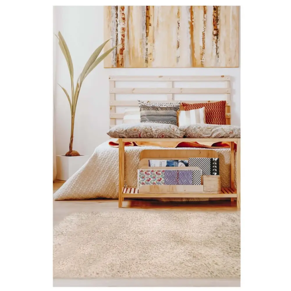 Soft Washable Beige Shaggy Rug | SA-02 - Rugs