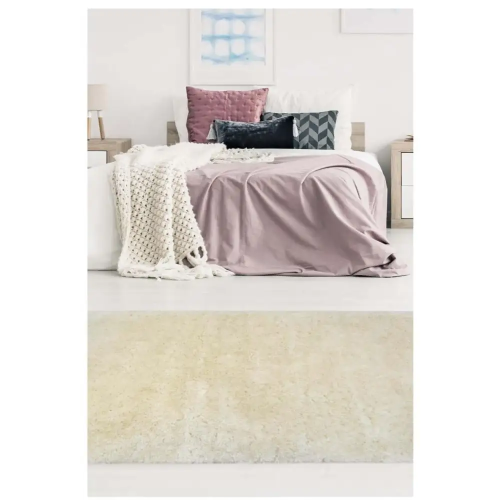 Soft Washable Ivory Shaggy Rug | SA-01 - Rugs