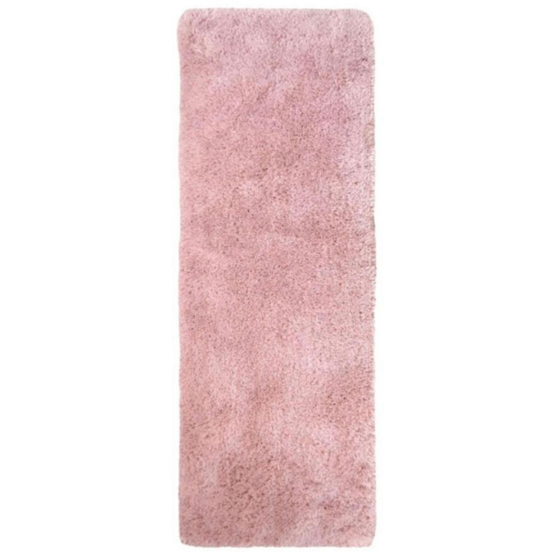 A soft washable pink shaggy rug sa07 with long rectangular shape and plush fluffy texture perfect for cozy spaces