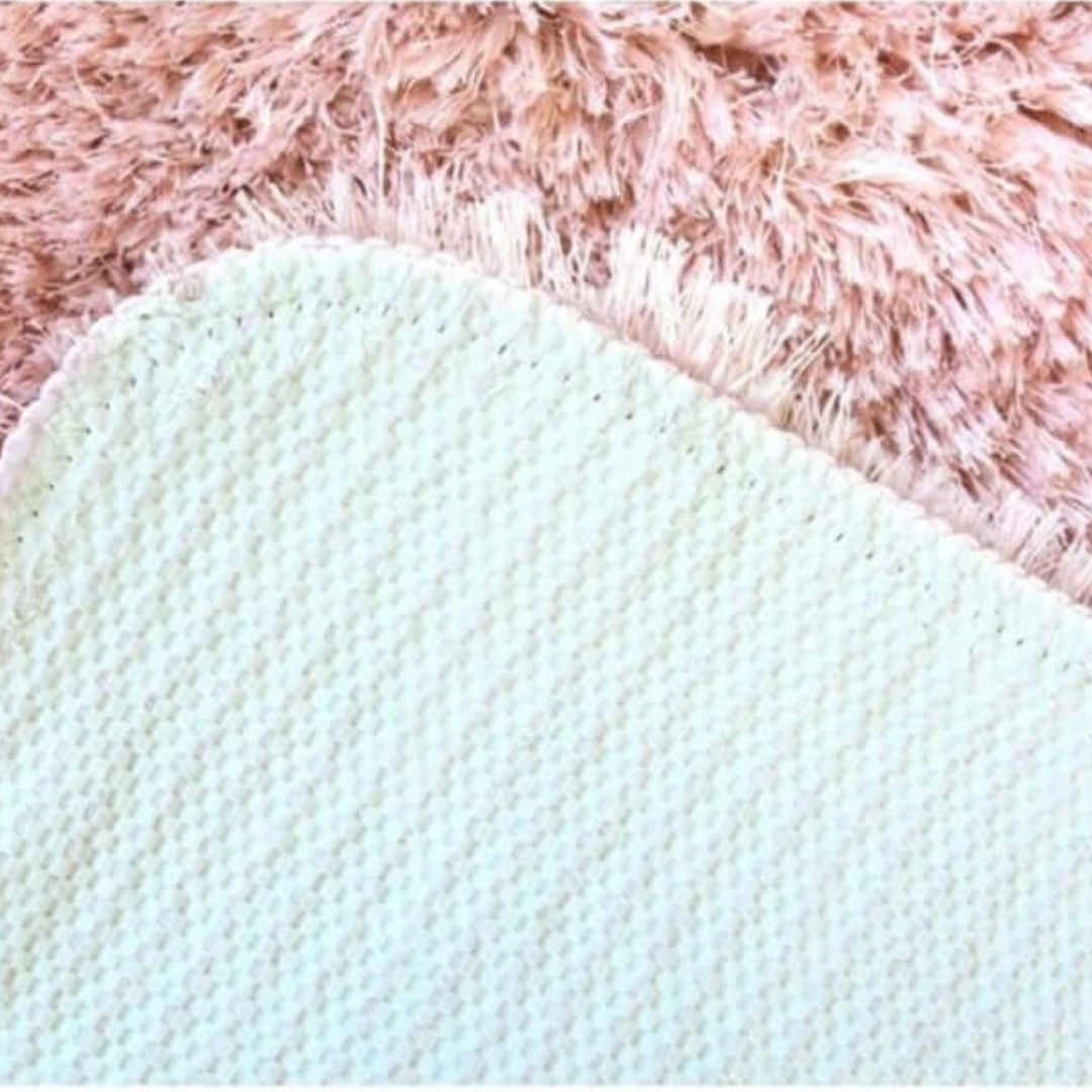 Light green textured fabric mat with a soft woven pattern for soft washable pink shaggy rug sa-07