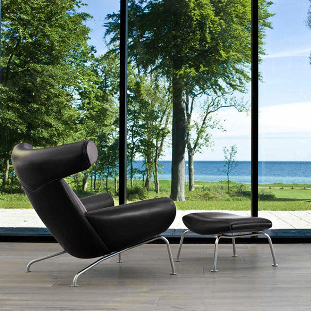 Ox Horns Armchair, Genuine Leather, Brown