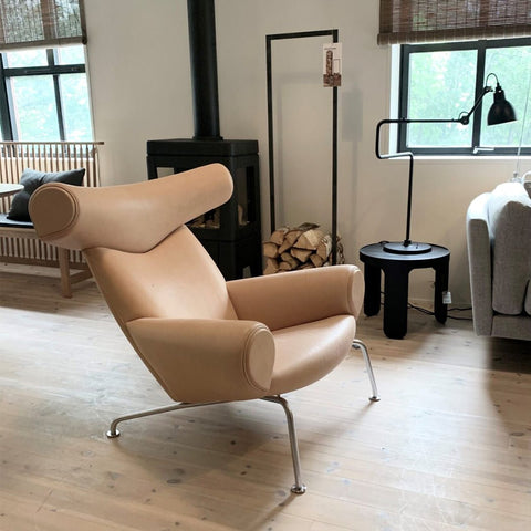 Ox Horns Armchair, Genuine Leather, Brown