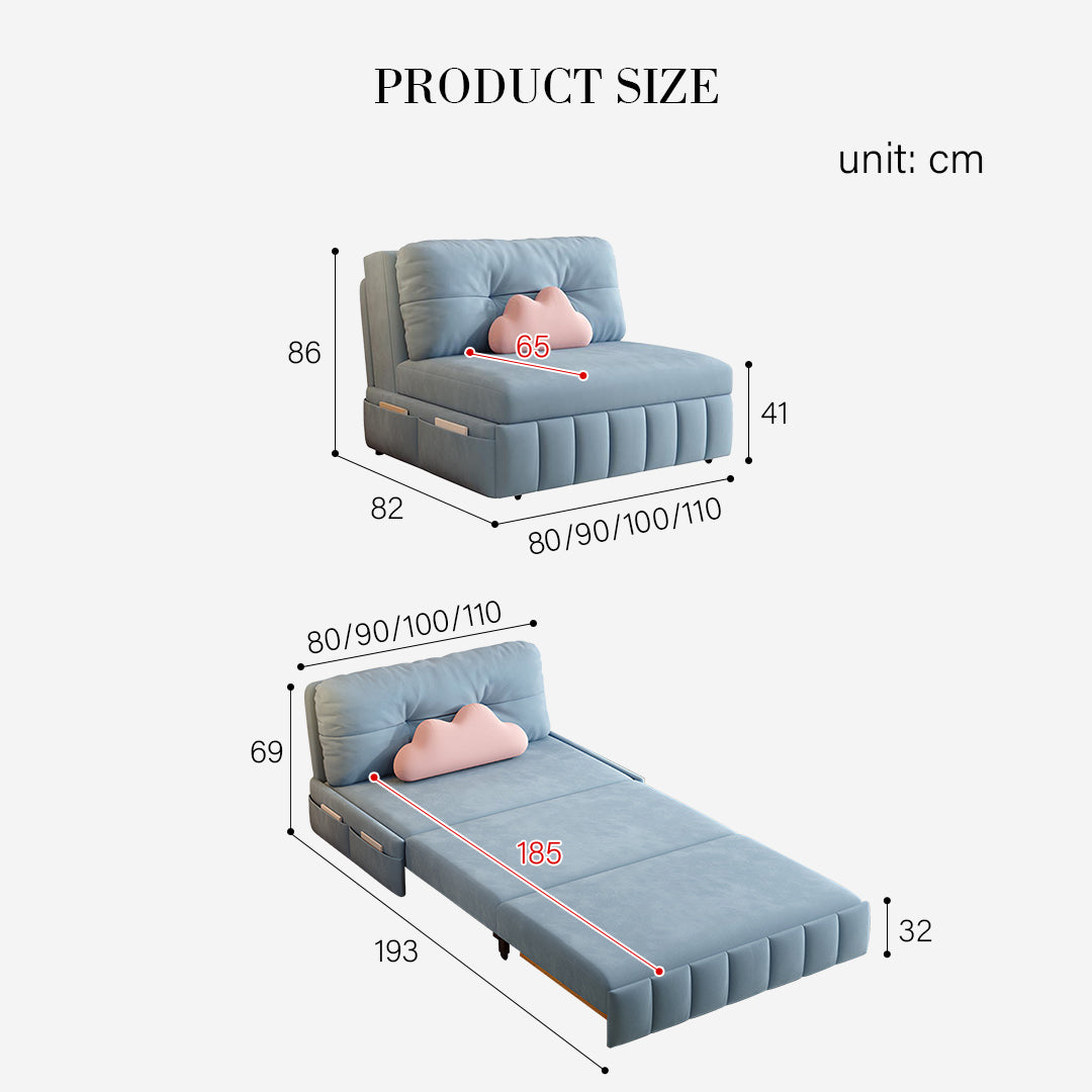 Sokolov Single Seater Sofa Bed, Two Seater Sofa Bed, Blue