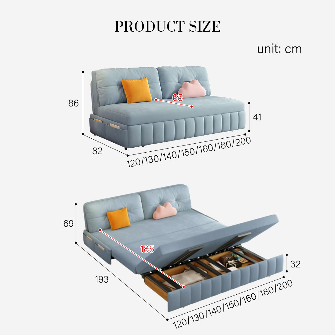 Sokolov Single Seater Sofa Bed, Two Seater Sofa Bed, Blue