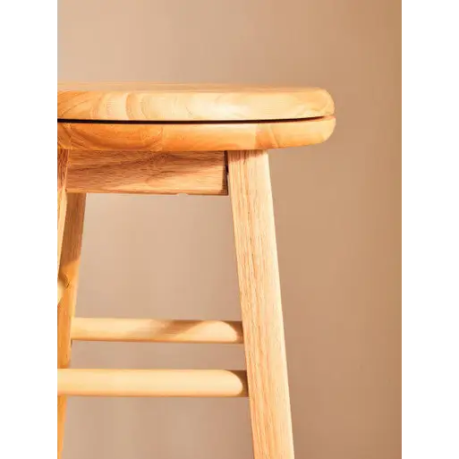 Solid Natural Tropical Hevea Wood Bar Stool