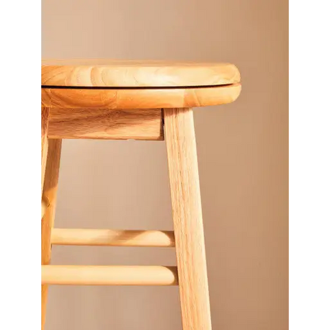 Solid Natural Tropical Hevea Wood Bar Stool