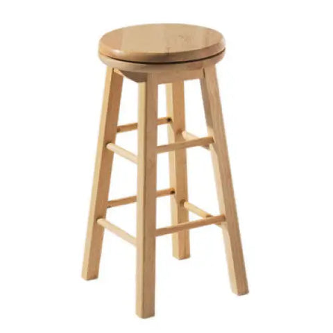 Solid Natural Tropical Hevea Wood Bar Stool
