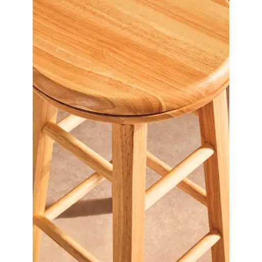 Solid Natural Tropical Hevea Wood Bar Stool