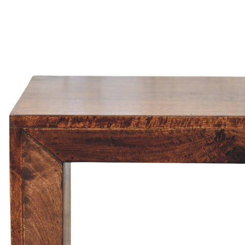 Rustic solis open california walnut side table with warm brown finish and visible grain patterns wall-mounted