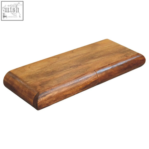A rectangular wooden cigar box made of natural mango wood with a smooth polished finish and rounded edges