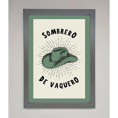 Sombrero De Vaquero Framed Wall Art - A3 (29.7 x 42 cm) / Dark Grey - Framed Print
