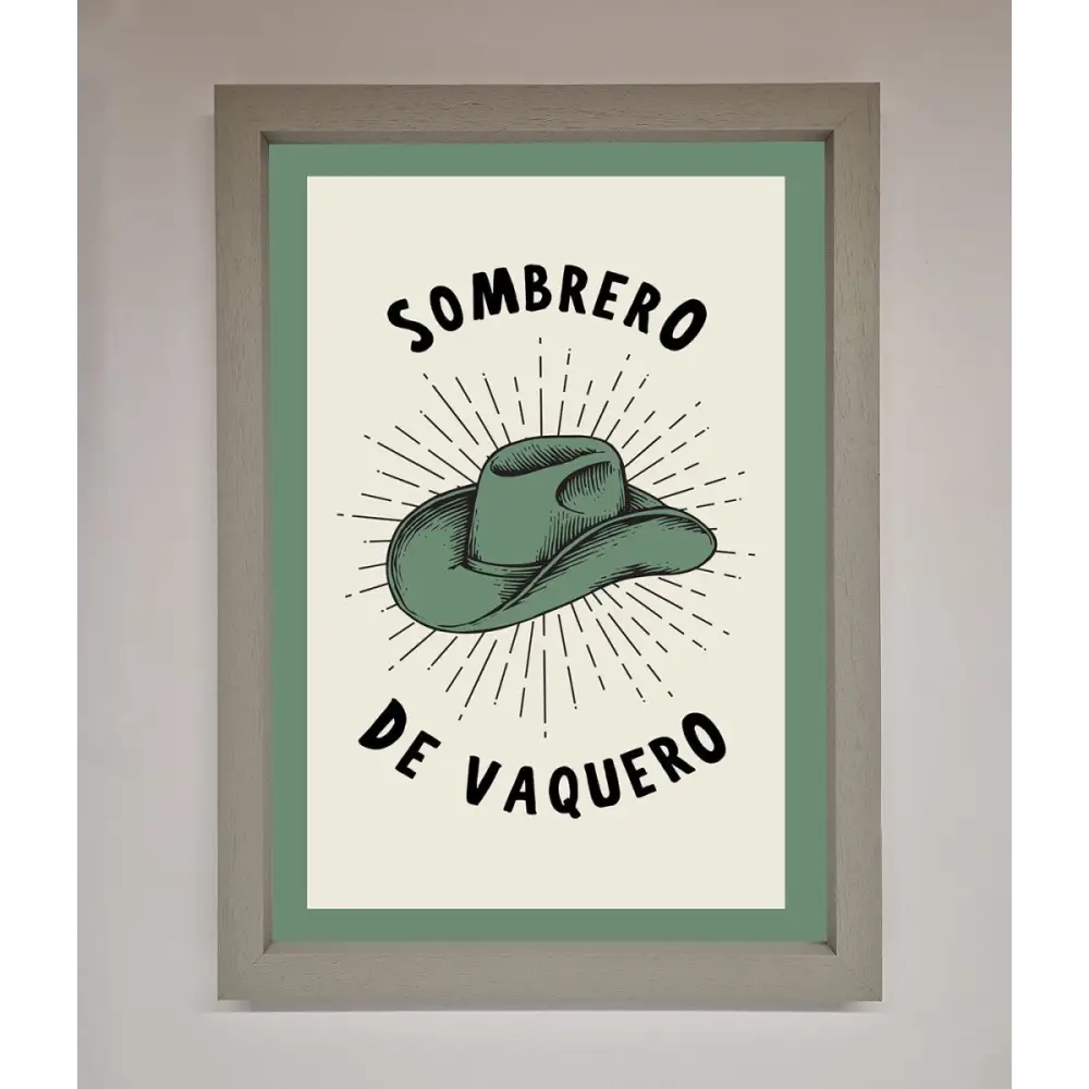 Sombrero De Vaquero Framed Wall Art - A3 (29.7 x 42 cm) / Grey - Framed Print