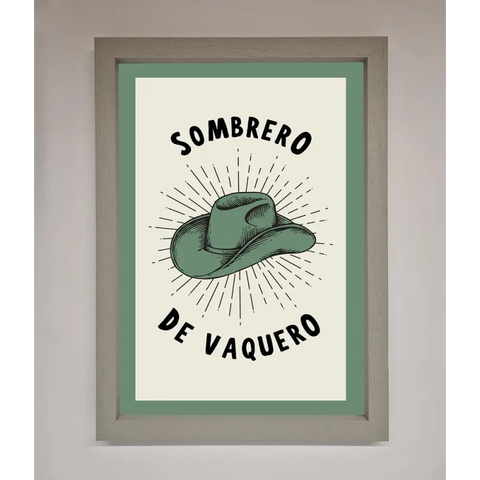 Sombrero De Vaquero Framed Wall Art - A3 (29.7 x 42 cm) / Grey - Framed Print