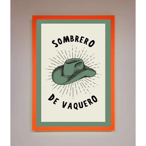 Sombrero De Vaquero Framed Wall Art - A3 (29.7 x 42 cm) / Neon Orange - Framed Print