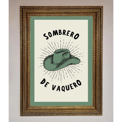 Sombrero De Vaquero Framed Wall Art - A3 (29.7 x 42 cm) / Ornate Gold - Framed Print