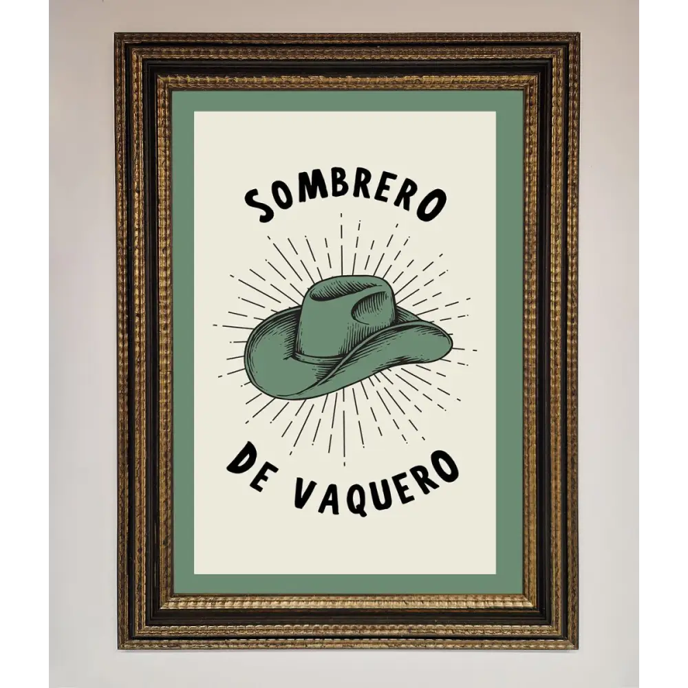 Sombrero De Vaquero Framed Wall Art - A3 (29.7 x 42 cm) / Ornate Gold Black - Framed Print