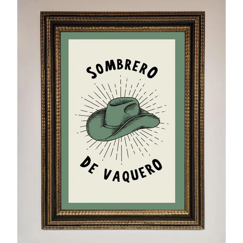 Sombrero De Vaquero Framed Wall Art - A3 (29.7 x 42 cm) / Ornate Gold Black - Framed Print
