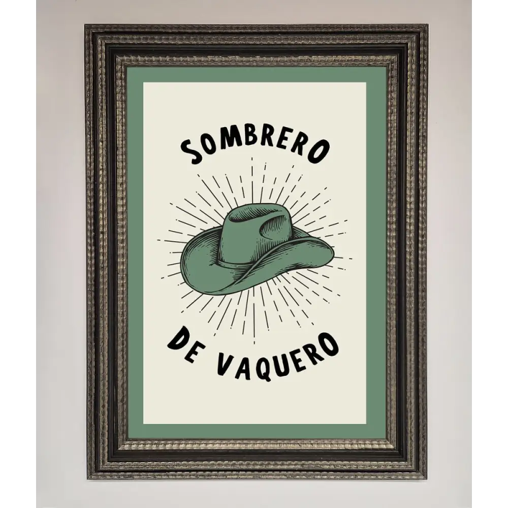 Sombrero De Vaquero Framed Wall Art - A3 (29.7 x 42 cm) / Ornate Silver Black - Framed Print