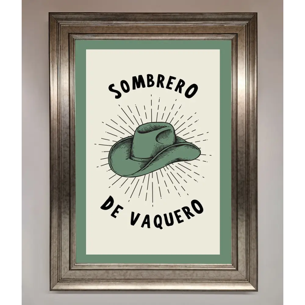 Sombrero De Vaquero Framed Wall Art - A3 (29.7 x 42 cm) / Silver - Framed Print