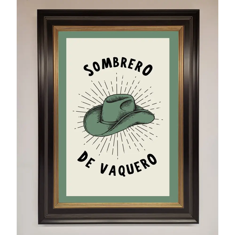 Sombrero De Vaquero Framed Wall Art - B0 (100 x 141 cm) / Black Gold - Framed Print