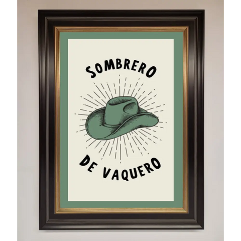 Sombrero De Vaquero Framed Wall Art - B0 (100 x 141 cm) / Black Gold - Framed Print