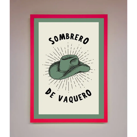 Sombrero De Vaquero Framed Wall Art - B0 (100 x 141 cm) / Neon Pink - Framed Print