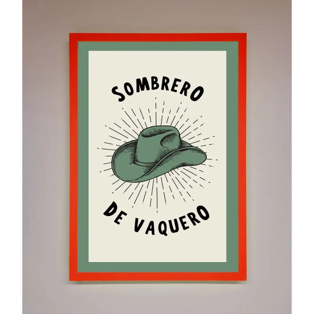 Sombrero De Vaquero Framed Wall Art - B0 (100 x 141 cm) / Neon Red - Framed Print