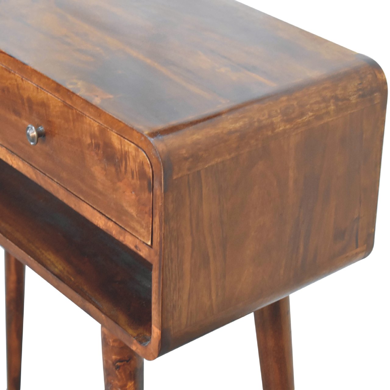 Warm brown wooden sonata chestnut console table with single drawer and slender legs for stylish storage