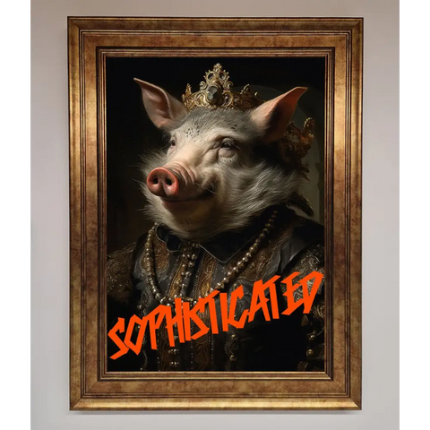 Sophisticated Pig Framed Wall Art - A3 (29.7 x 42 cm) / Bronze - Framed Print