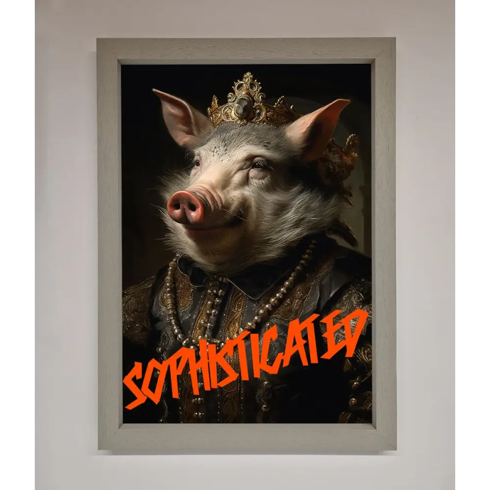 Sophisticated Pig Framed Wall Art - A3 (29.7 x 42 cm) / Grey - Framed Print