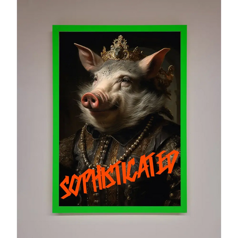 Sophisticated Pig Framed Wall Art - A3 (29.7 x 42 cm) / Neon Dark Green - Framed Print