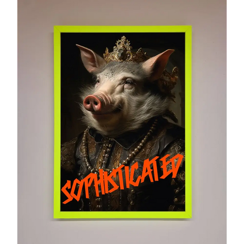 Sophisticated Pig Framed Wall Art - A3 (29.7 x 42 cm) / Neon Green - Framed Print