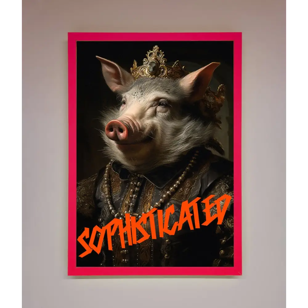 Sophisticated Pig Framed Wall Art - A3 (29.7 x 42 cm) / Neon Pink - Framed Print