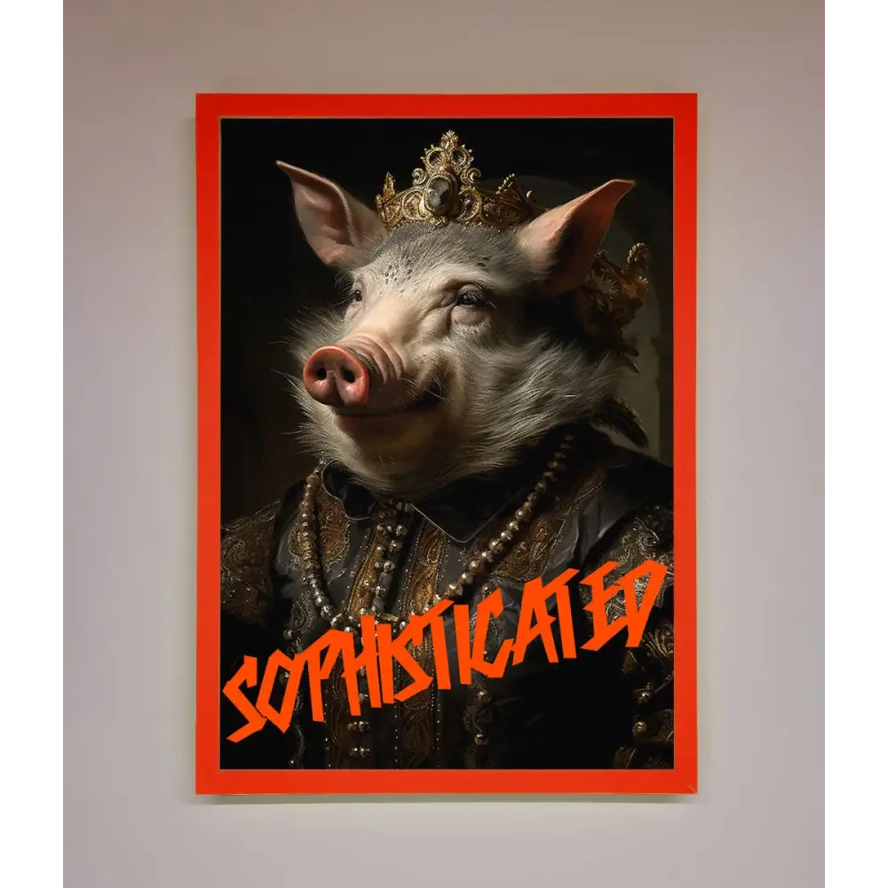 Sophisticated Pig Framed Wall Art - A3 (29.7 x 42 cm) / Neon Red - Framed Print